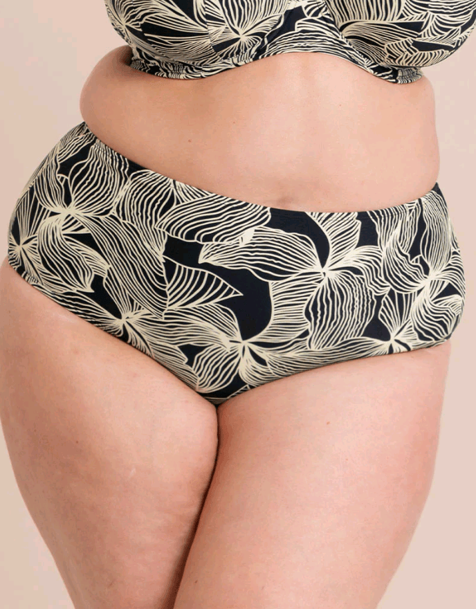 Ripple Reef High Waste Bikini brief (Black Print, L)